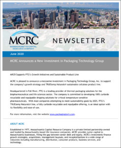 MCRC Announces a New Investment in Packaging Technology Group